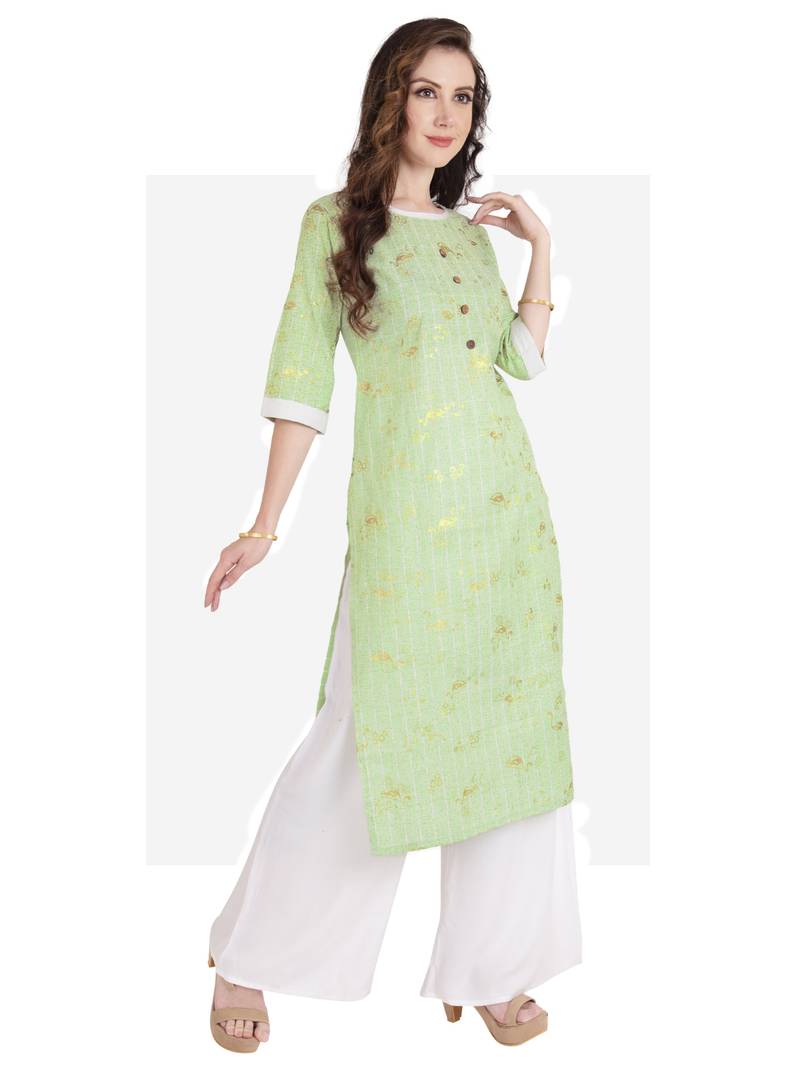 green plain Cotton kurtis