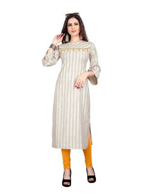 White Embroidered Cotton kurtis 4