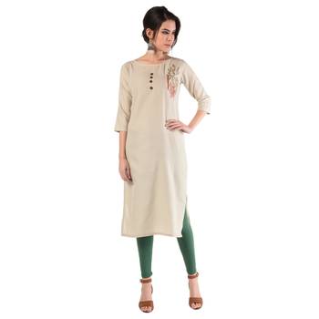 grey Embroidered Cotton kurtis 1