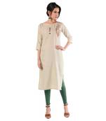 grey Embroidered Cotton kurtis