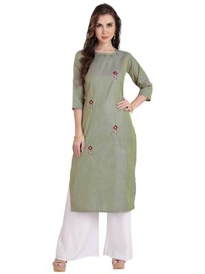 green plain Cotton kurtis 1
