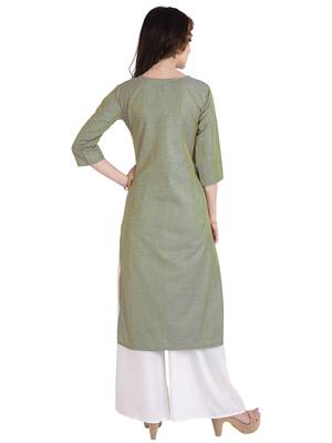 green plain Cotton kurtis 2