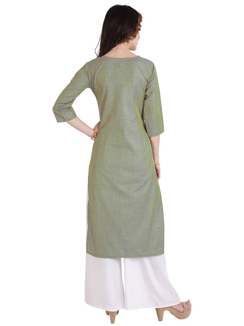 green plain Cotton kurtis