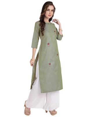 green plain Cotton kurtis 3