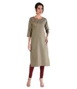 Grey Embroidered Cotton kurtis