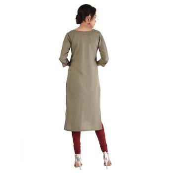 Grey Embroidered Cotton kurtis 2