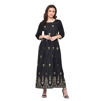 Black plain Rayon kurtis 1
