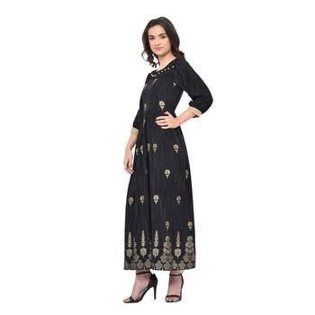 Black plain Rayon kurtis 3