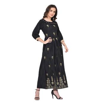 Black plain Rayon kurtis 4