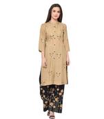 Beige plain Rayon kurtis