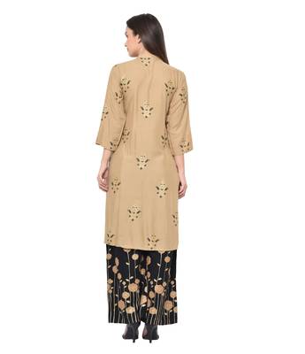 Beige plain Rayon kurtis 2