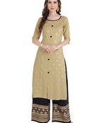 Beige  plain Rayon kurtis
