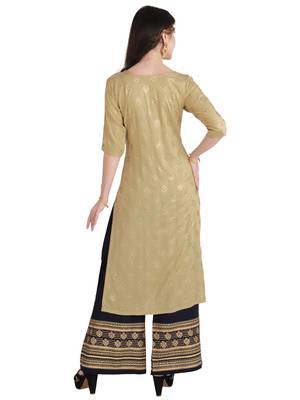 Beige  plain Rayon kurtis 2