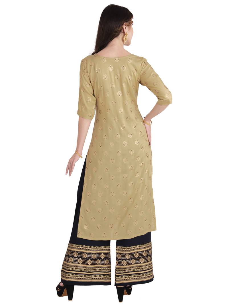Beige  plain Rayon kurtis