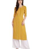 yellow plain Rayon kurtis