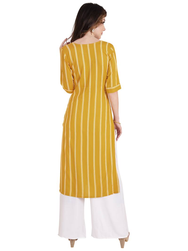 yellow plain Rayon kurtis