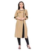 Beige plain Rayon kurtis