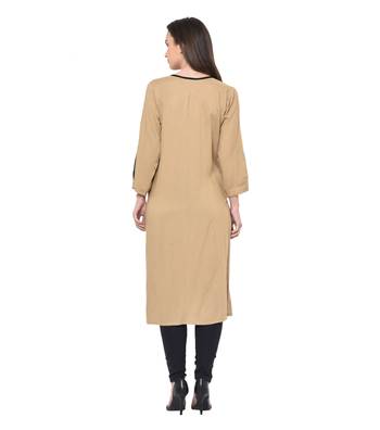 Beige plain Rayon kurtis 2