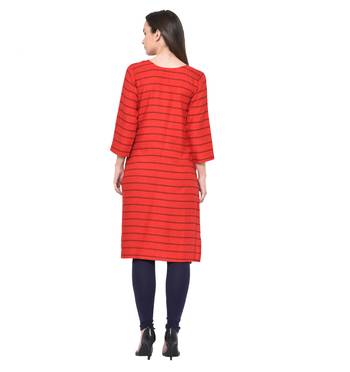 Red plain Rayon kurtis 2