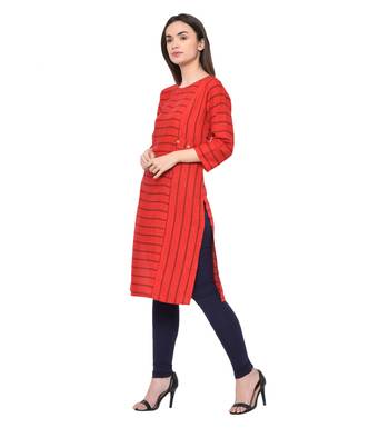 Red plain Rayon kurtis 3