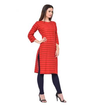 Red plain Rayon kurtis 4