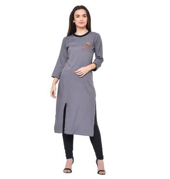 Grey plain Rayon kurtis 1