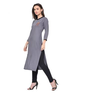 Grey plain Rayon kurtis 3