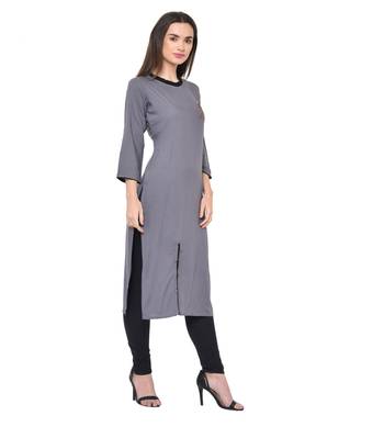 Grey plain Rayon kurtis 4