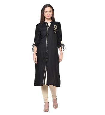 Black plain Rayon kurtis 1