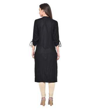 Black plain Rayon kurtis 2