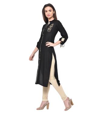 Black plain Rayon kurtis 3