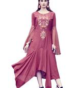 Red Embroidered art silk kurtis