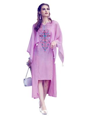 purple Embroidered art silk kurtis 1