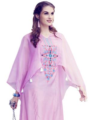purple Embroidered art silk kurtis 2