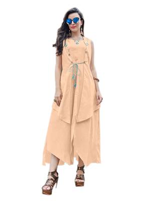 orange plain cotton kurtis 1