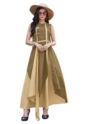 yellow plain cotton kurtis 1