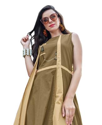 yellow plain cotton kurtis 2