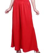 Women's  Red Rayon Solid Flared Palazzo Pant