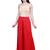 Women's  Red Rayon Solid Flared Palazzo Pant