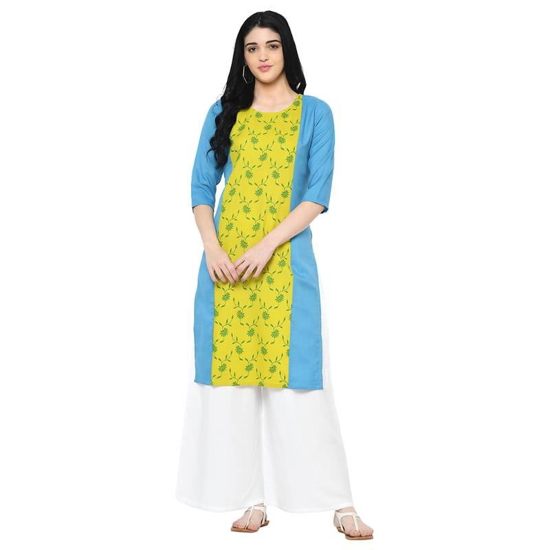 multicolor plain Cotton kurtis