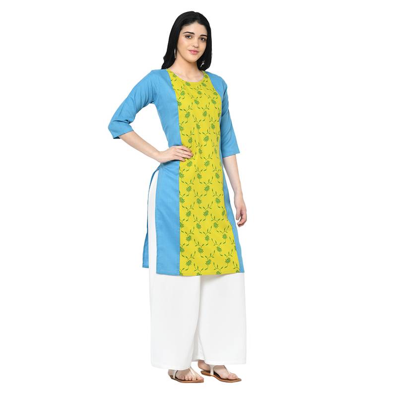 multicolor plain Cotton kurtis