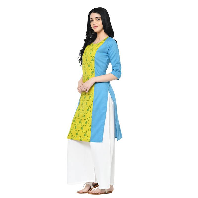 multicolor plain Cotton kurtis
