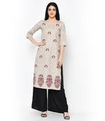 Cream   Cotton kurtis
