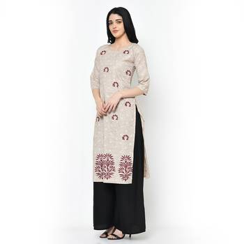 Cream   Cotton kurtis 4