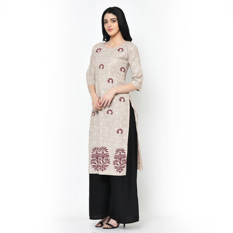 Cream   Cotton kurtis