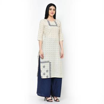 Cream   Cotton kurtis 3