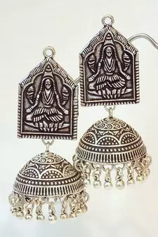 TRIBAL GERMAN SILVER JHUMKA EARRING
