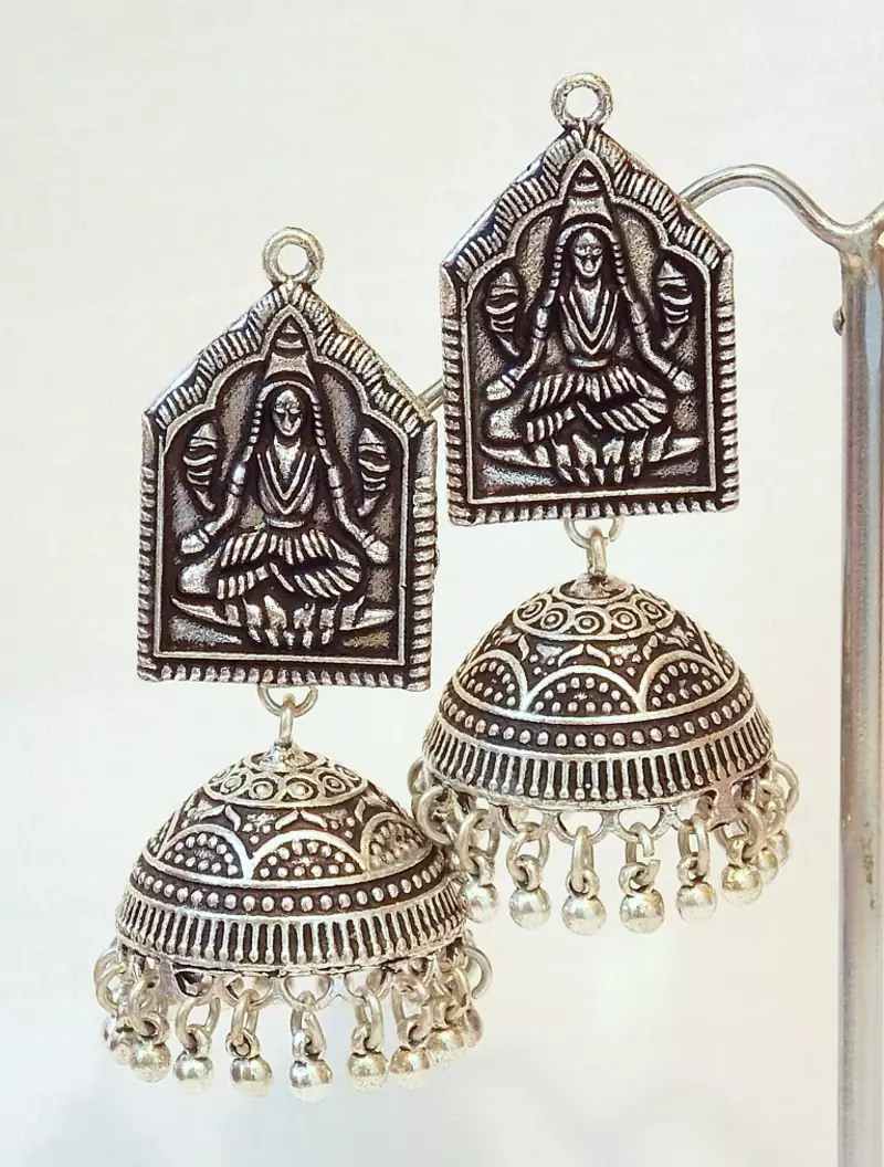 TRIBAL GERMAN SILVER JHUMKA EARRING