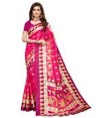 Pink Printed Art Silk saree with blouse