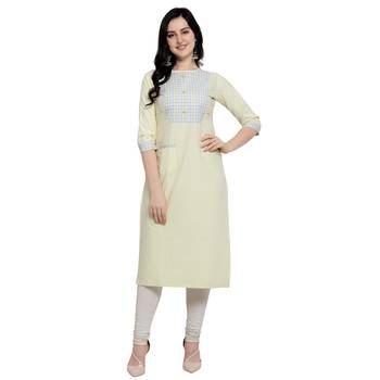 Yellow woven cotton kurtas-and-kurtis 1